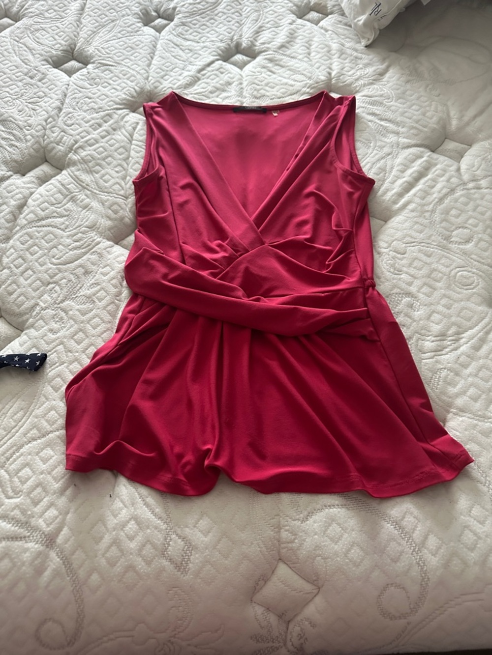 Tahari Fuchsia Sleeveless Wrap Front Top